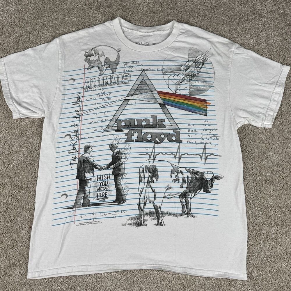 Pink Floyd Liquid Blue Band Tee Sketch Notebook Wish You Were Here T Shirt Large